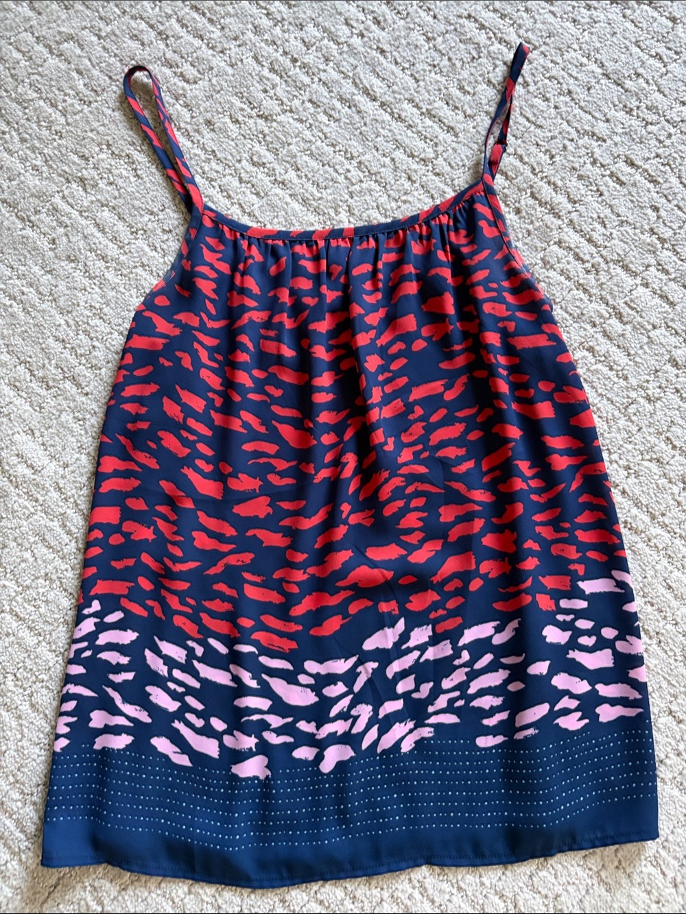 Navy top with Red and Pink Print